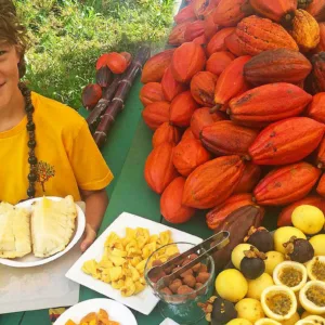 Visitors tasting rich chocolate on an island tour