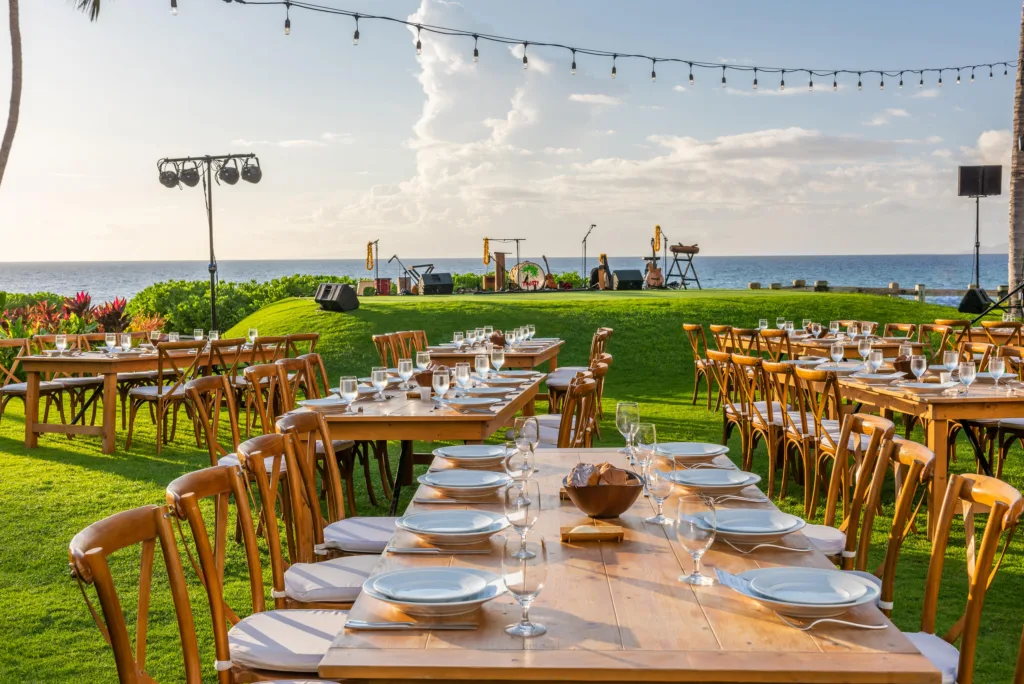 Guests seated in premium area at Hawaiian luau show