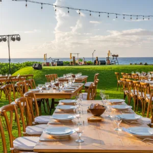 Guests seated in premium area at Hawaiian luau show