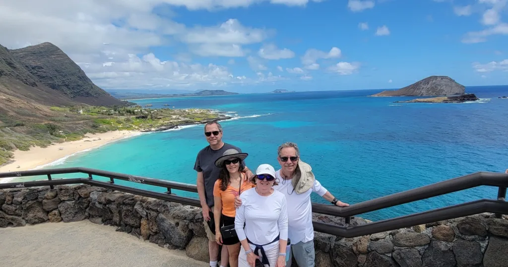 Tour group exploring Oahu island sights