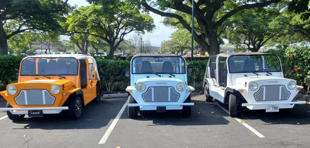 Electric Moke vehicle available for rental in Waikoloa Resort