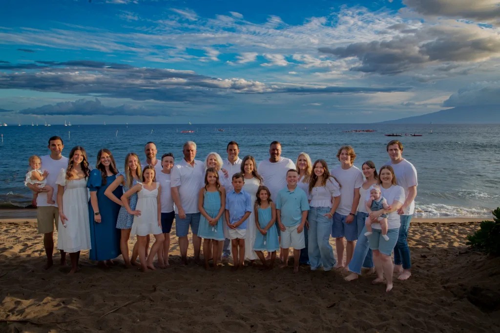 Family enjoying photo session at two different outdoor locations