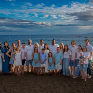 Family enjoying photo session at two different outdoor locations