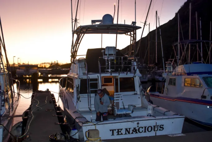 Fishing boat ready for shared charter trip in Kauai