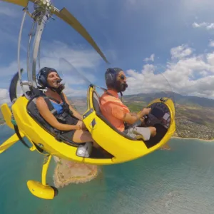 Small gyroplane aircraft ready for flight session