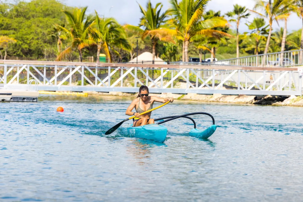 Single paddler using lagoon sport rental kayak