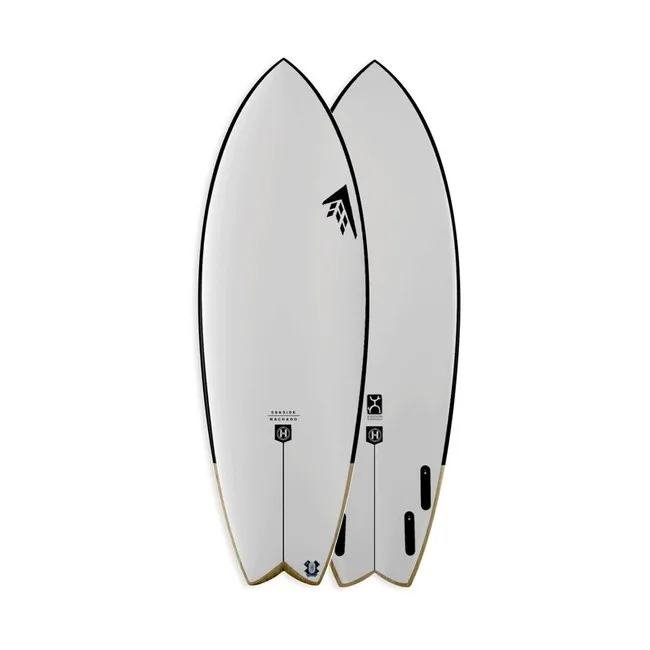 5 foot 7 inch Seaside Helium surfboard on sand