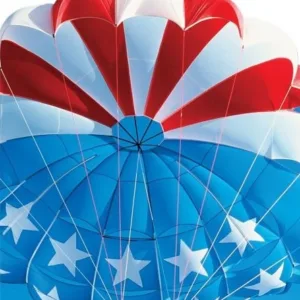 Parasail soaring above blue Waikiki waters and coastline