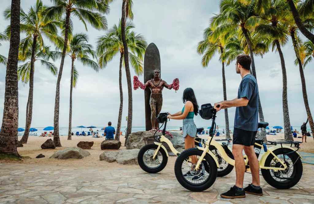 Electric bike parked near Diamond Head summit trail