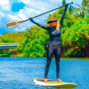Stand up paddleboards available for rent on beach