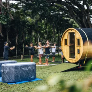 Person practicing guided breathwork in wellness session