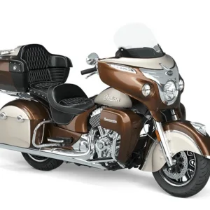 Black Indian Roadmaster motorcycle parked on Maui road