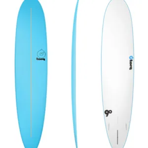 Hard top surfboard placed on beach sand