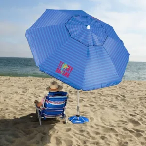 Beach rental with umbrella and two chairs