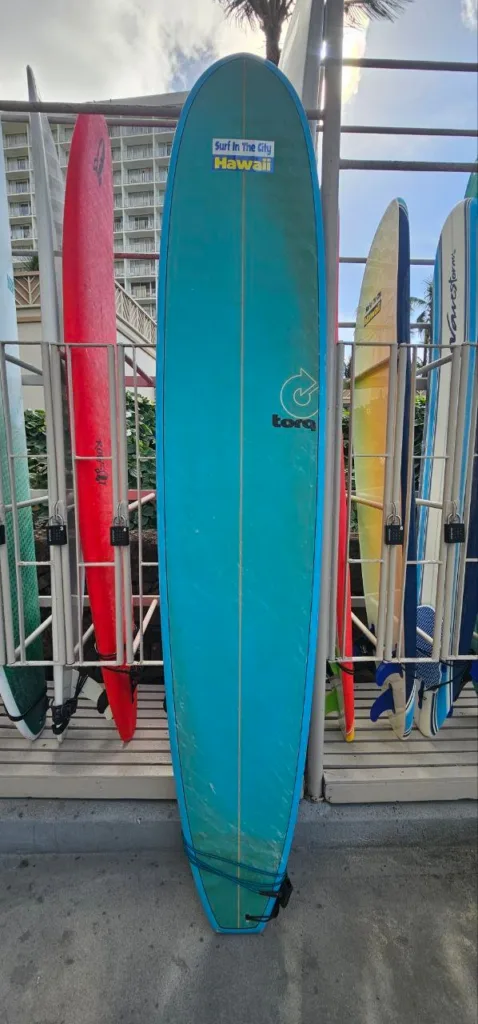 9.5-foot epoxy surfboard rental at Waikiki Beach