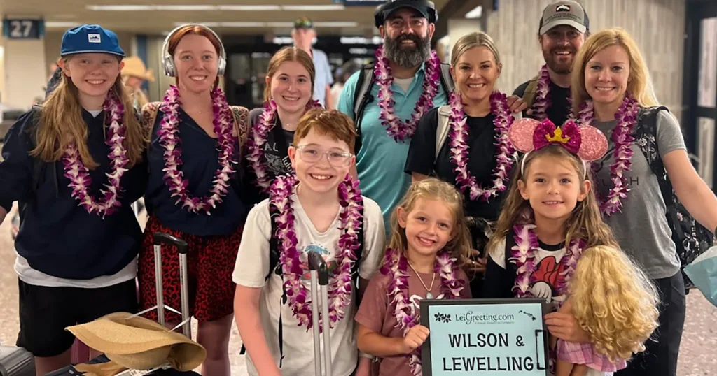 Group lei greeting at Lihue Airport