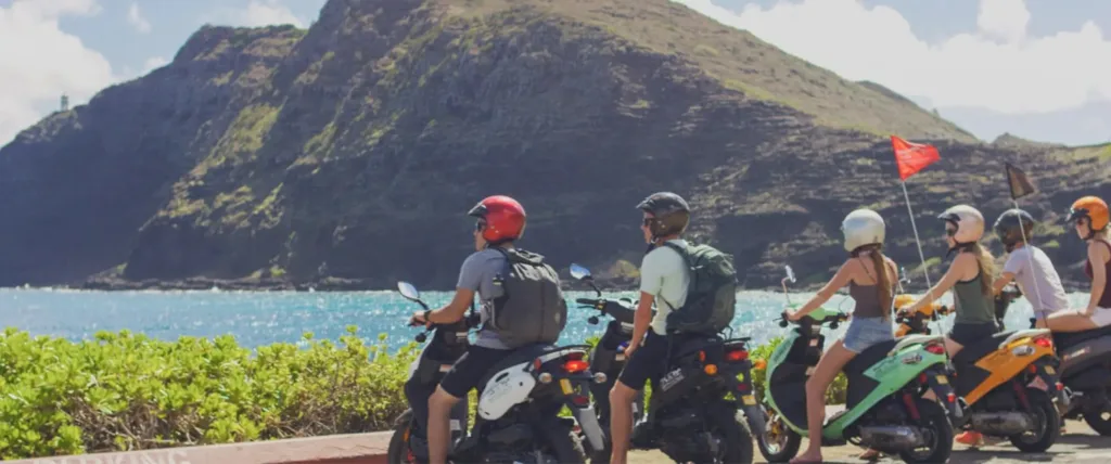 High-quality moped parked near Waikiki beach