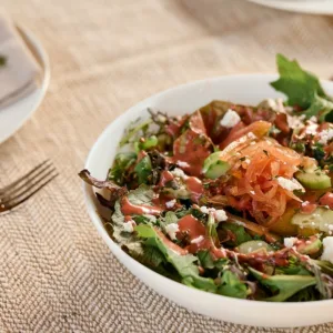 Farm-to-table lunch featuring fresh local produce