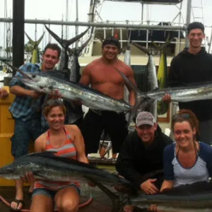 Large sportfisher boat used for full day fishing charters