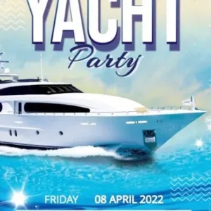 Large catamaran yacht party with two floors and bar