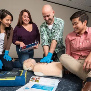 Instructor teaching CPR and first aid skills