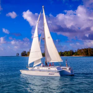 Sailing adventure boat on North Shore ocean waters