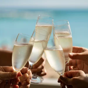 Elegant sparkling wine dinner event at Sheraton hotel
