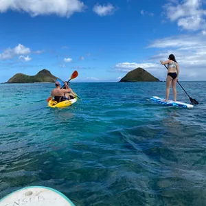 Three-day rental kayaks and paddleboards on sandy shore