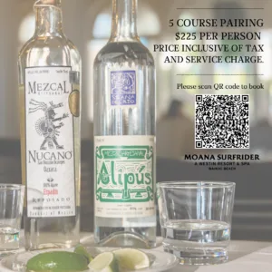 Elegant dinner table set for mezcal pairing event