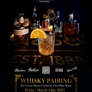 Five course whiskey paired dinner at Beachhouse Moana Surfrider