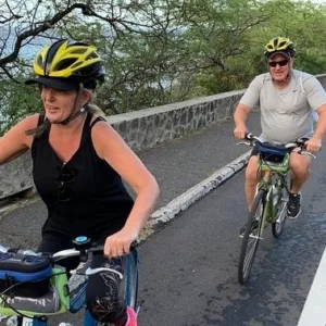Cyclist riding near Diamond Head crater