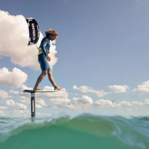 Experienced kiteboarders learning foil technique
