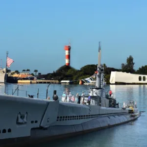 Visitor explores Pearl Harbor Visitor Center exhibits