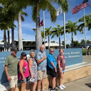 Visitors at Pearl Harbor USS Arizona Memorial