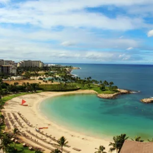 Shuttle van parked outside Ko Olina hotel
