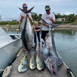 Fishing rods and tackle ready for offshore trip