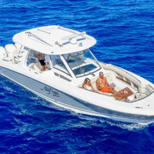 Elegant yacht sailing along Maui’s scenic coast