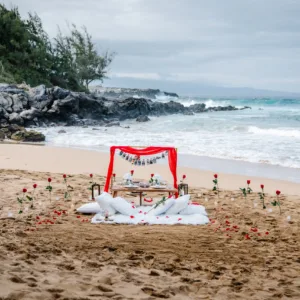 Couple meeting photographer on Maui beach