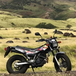 Yamaha TW200 dual sport bike with large tires