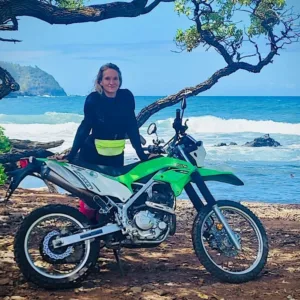 Kawasaki KLX230 trail bike on dirt path