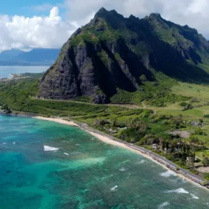 Small group touring Oahu island by minibus