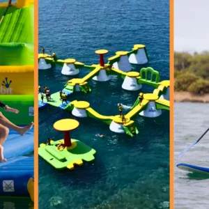Kids paddling and climbing in Wai Kai Lagoon water park