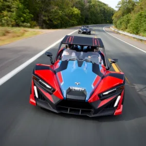 Polaris Slingshot R Excursion vehicle on Hawaiian road