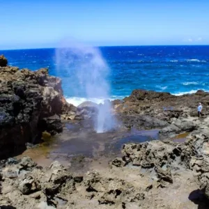 Nakalele Blowhole spouting ocean water