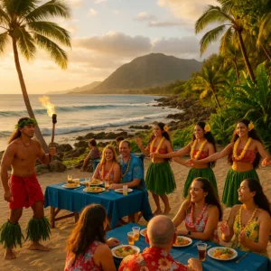VIP luau package with kukui nut lei greeting