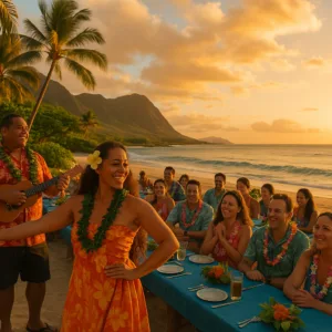 Motor coach transportation included with VIP luau package