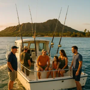 Three quarter day fishing charter boat ready