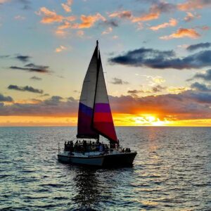 Sunset Sail on a Small Charming Hawaiian Catamaran