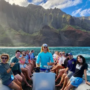 Raft expedition exploring Na Pali Coast sea caves