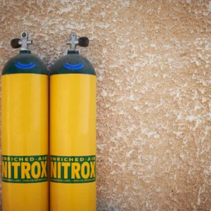 Scuba diver preparing for enriched air Nitrox certification